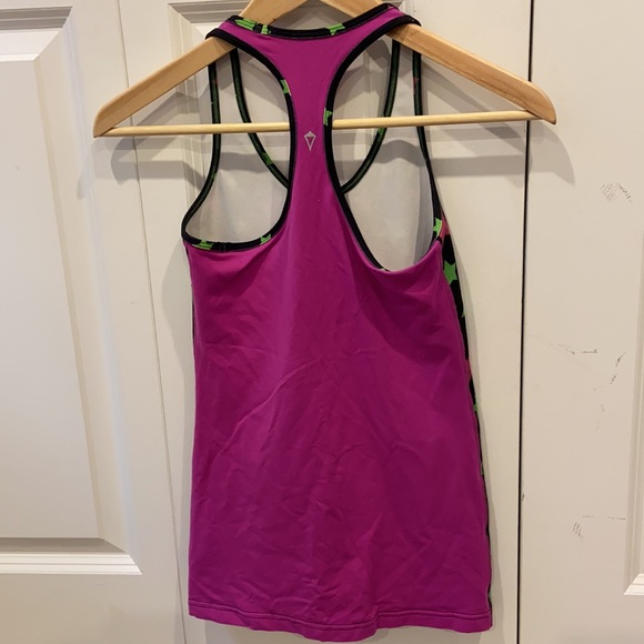 Ivivva Black Racerback Tank Top with Lime Green & Fuchsia Stars - Picture 4 of 5